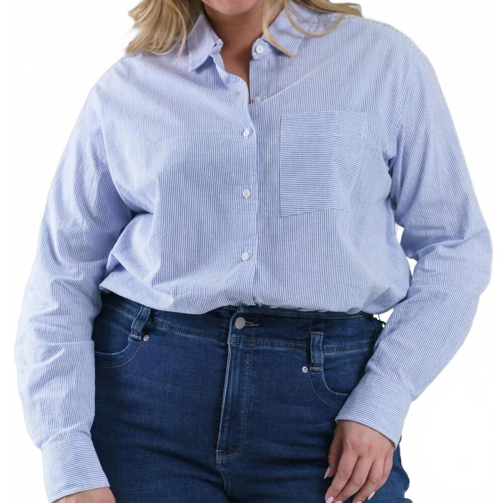 NEW JILL MCGOWAN kat shirt in blue seersucker